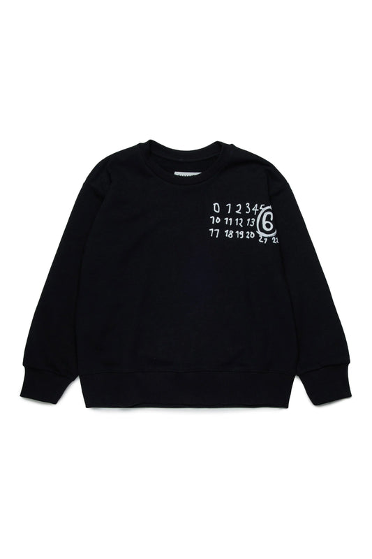 FELPA NERA CON LOGO NUMERICO BIANCO MAISON MARGIELA - Angel Luxury