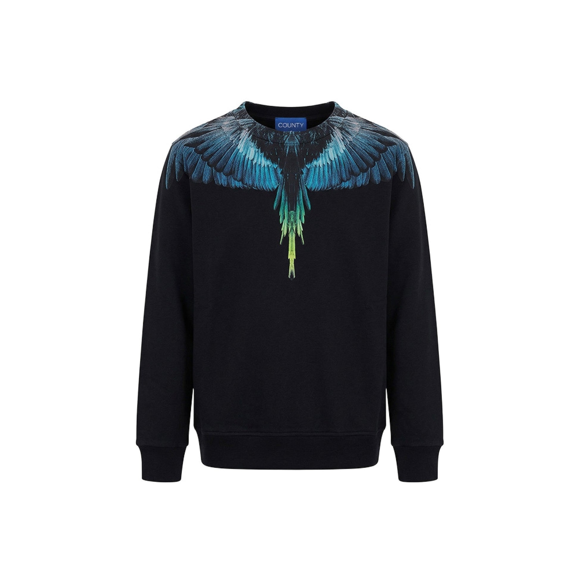 FELPA NERA CON STAMPA MARCELO BURLON - Angel Luxury