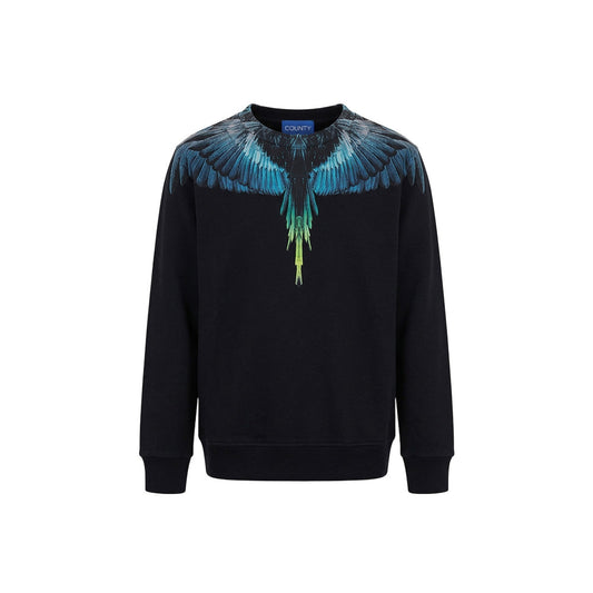 FELPA NERA CON STAMPA MARCELO BURLON - Angel Luxury