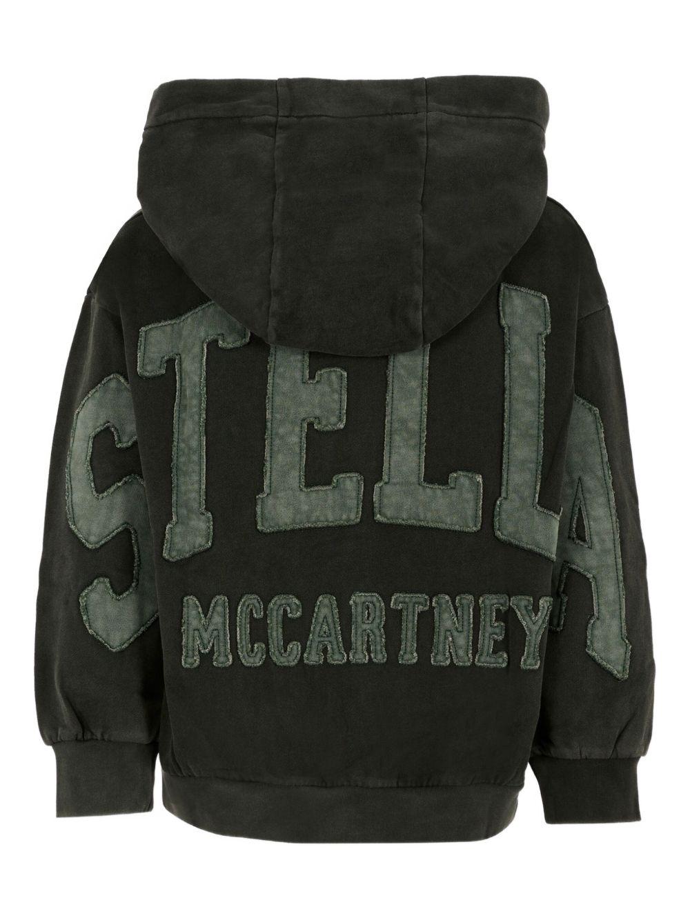 FELPA NERA CON ZIP LOGO SUL RETRO VERDE STELLA MCCARTNEY - Angel Luxury
