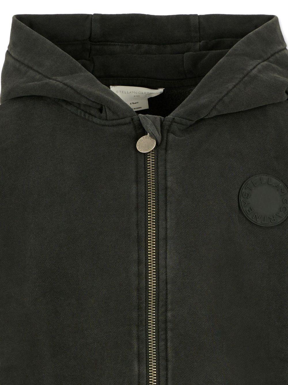 FELPA NERA CON ZIP LOGO SUL RETRO VERDE STELLA MCCARTNEY - Angel Luxury