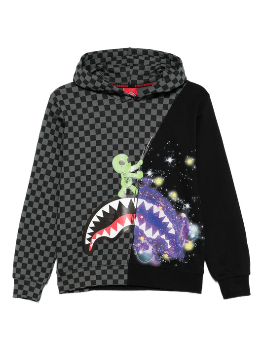 FELPA NERA/GRIGIA CON ALIENO SPRAYGROUND - Angel Luxury