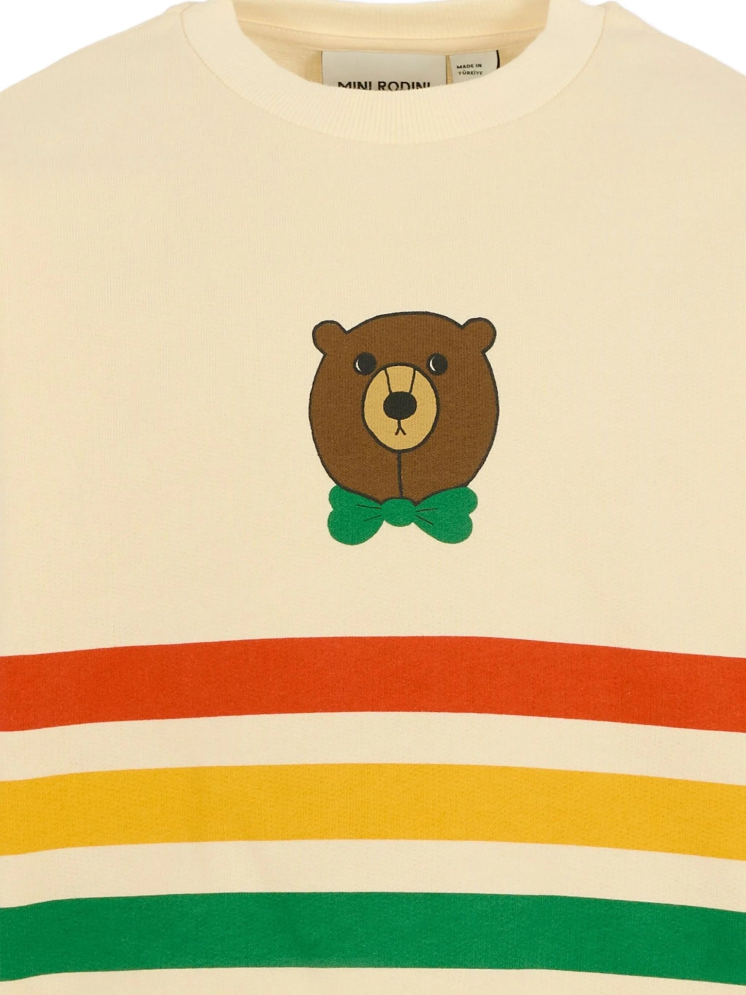 FELPA PANNA A RIGHE MULTICOLORE CON ORSO MINI RODINI - Angel Luxury