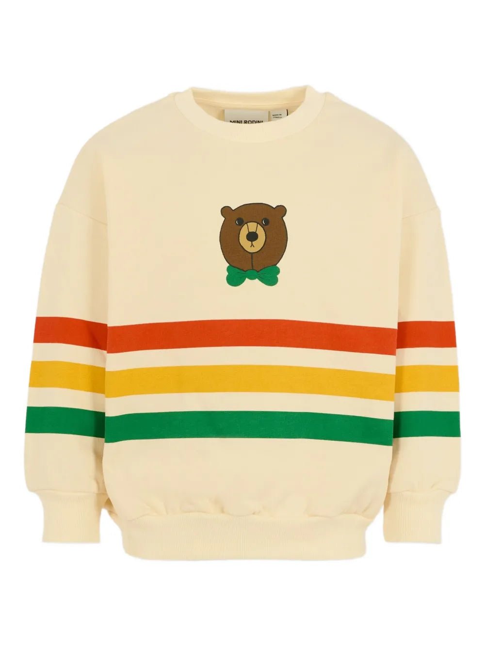 FELPA PANNA A RIGHE MULTICOLORE CON ORSO MINI RODINI - Angel Luxury