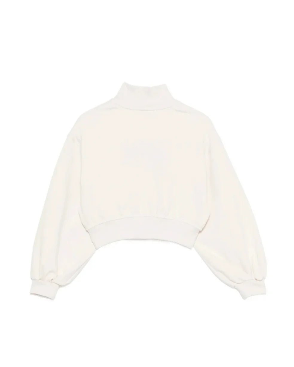 FELPA PANNA CROP CON LOGO NERO ELISABETTA FRANCHI - Angel Luxury