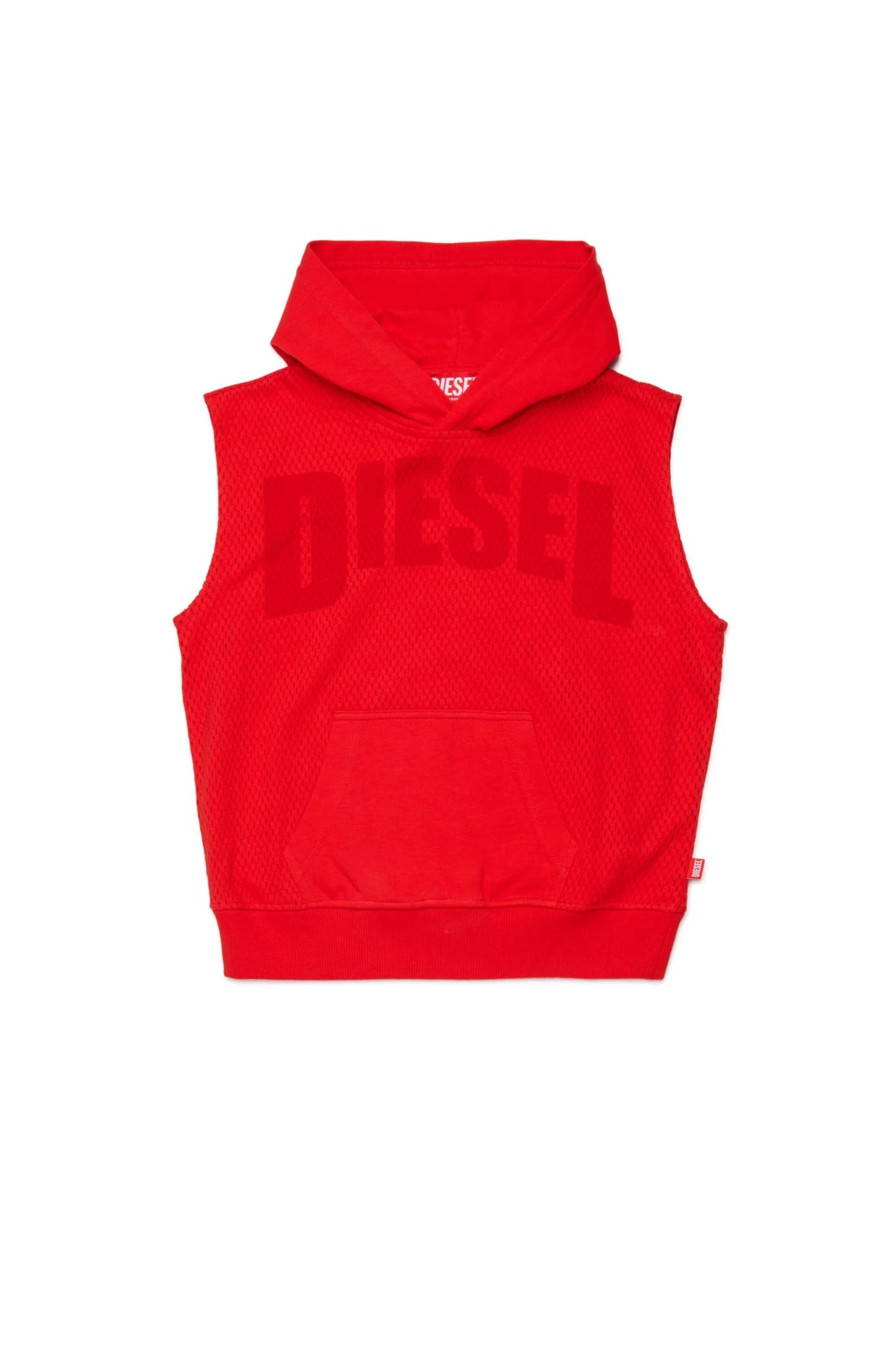 FELPA ROSSA A RETE SMANICATA CON CAPPUCCIO LOGO DIESEL - Angel Luxury