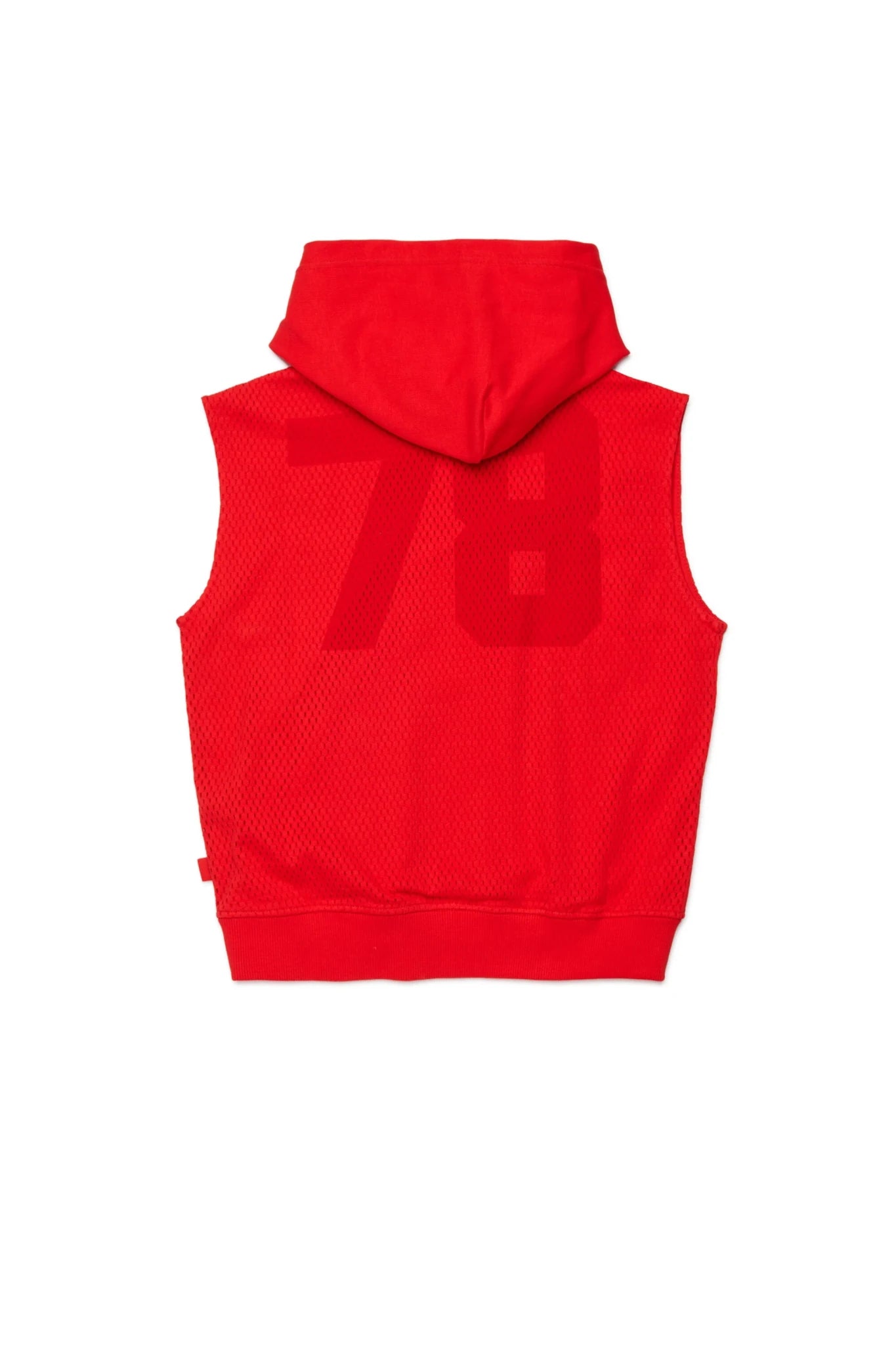 FELPA ROSSA A RETE SMANICATA CON CAPPUCCIO LOGO DIESEL - Angel Luxury