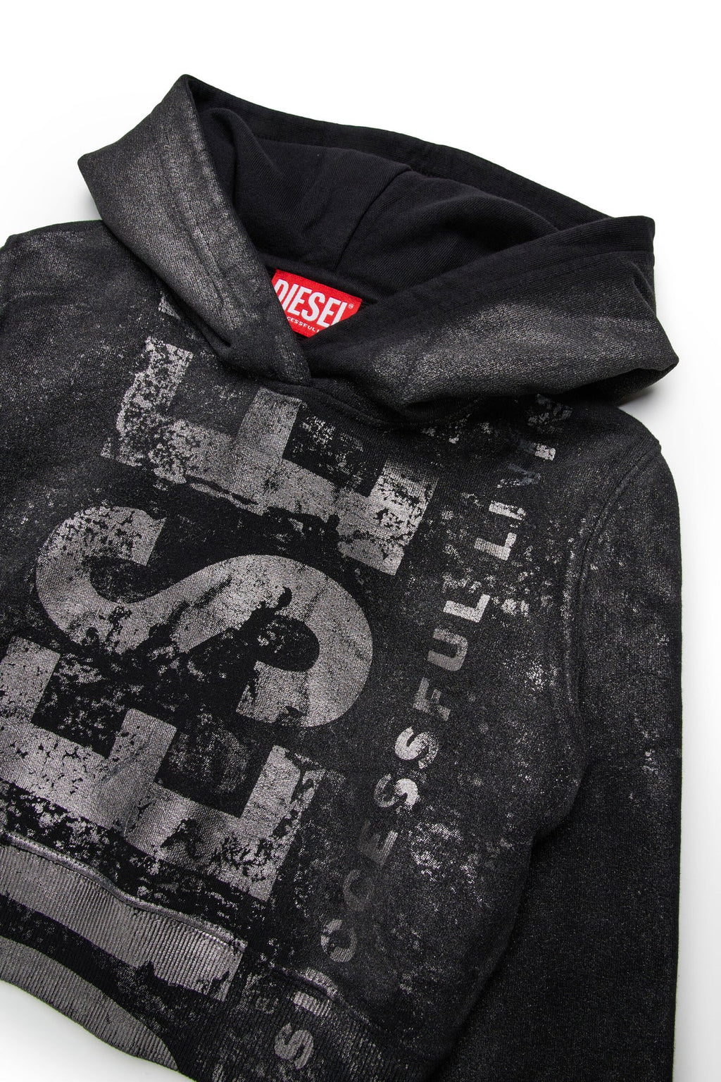 FELPA SFUMATA CON CAPPUCCIO NERA/GRIGIA DIESEL - Angel Luxury