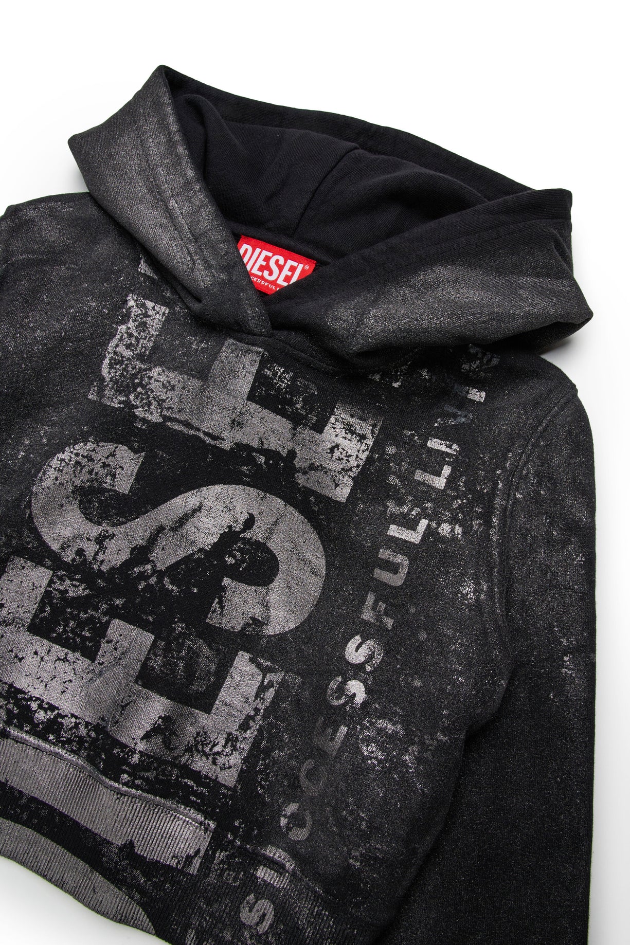 FELPA SFUMATA CON CAPPUCCIO NERA/GRIGIA DIESEL - Angel Luxury