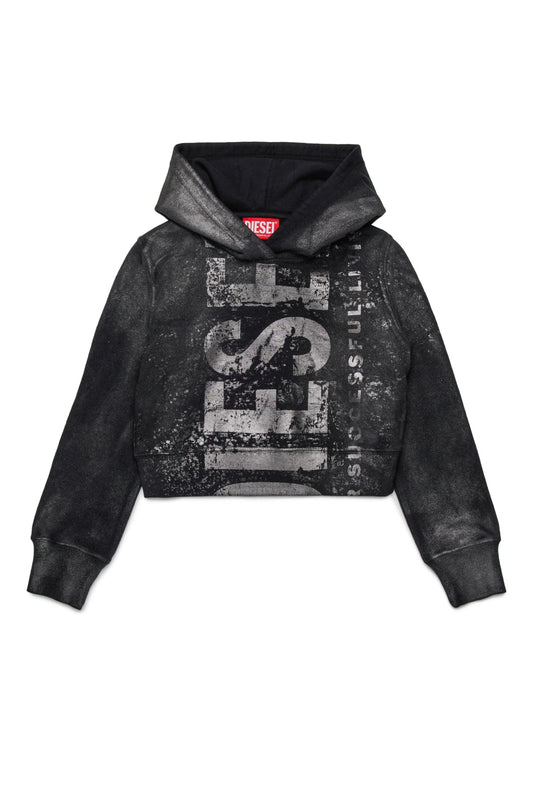 FELPA SFUMATA CON CAPPUCCIO NERA/GRIGIA DIESEL - Angel Luxury