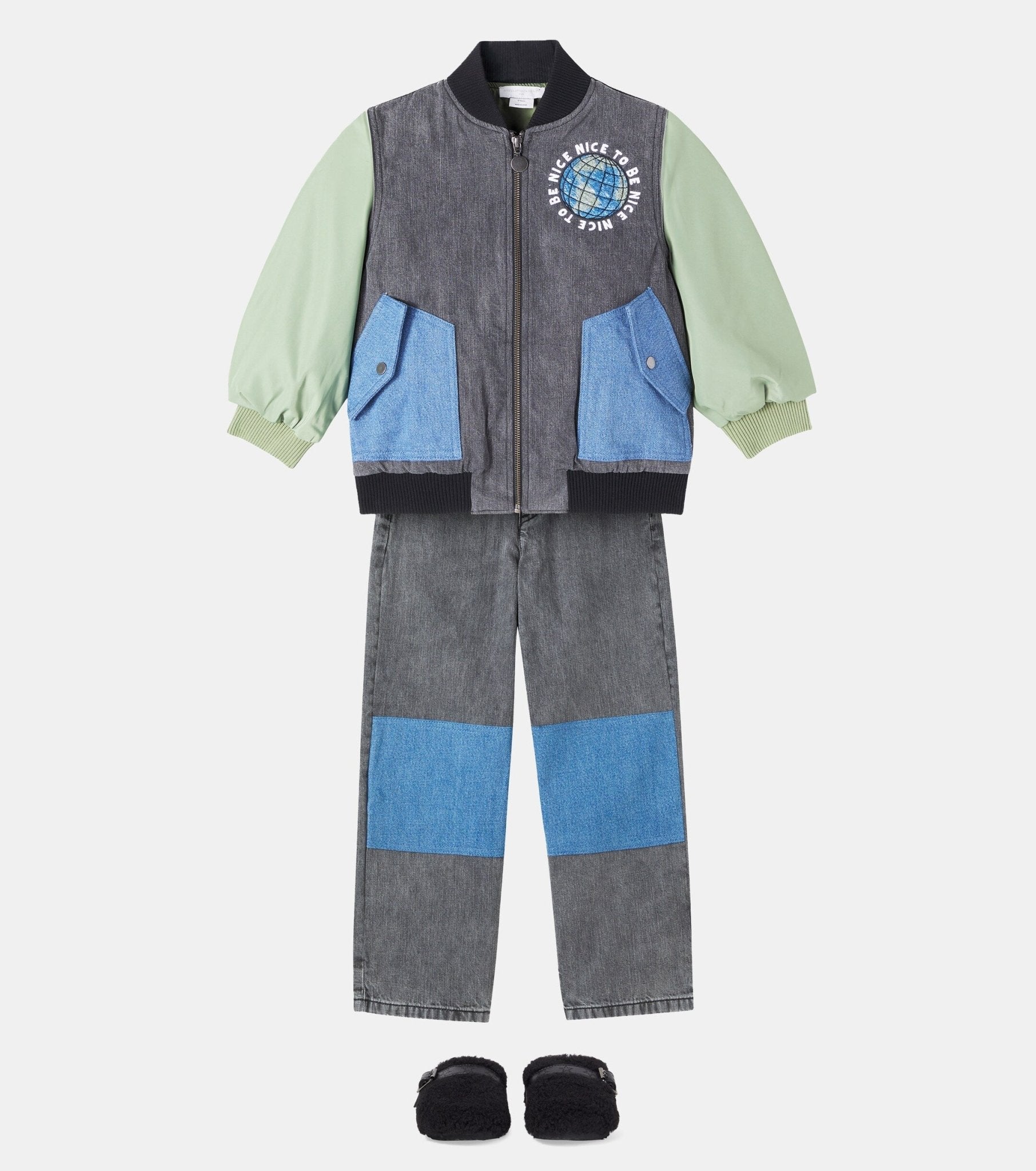 GIACCA BOMBER IN DENIM CON MANICHE CONTRASTO STELLA MCCARTNEY - Angel Luxury