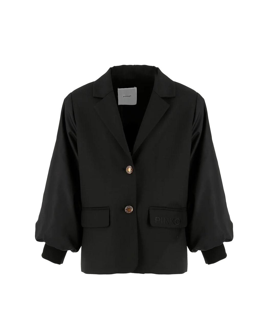 GIACCA CON MANICHE IN NYLON NERO CON BOTTONI LOGATO PINKO - Angel Luxury