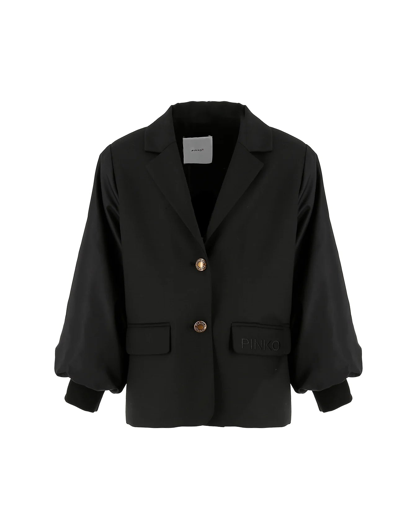 GIACCA CON MANICHE IN NYLON NERO CON BOTTONI LOGATO PINKO - Angel Luxury