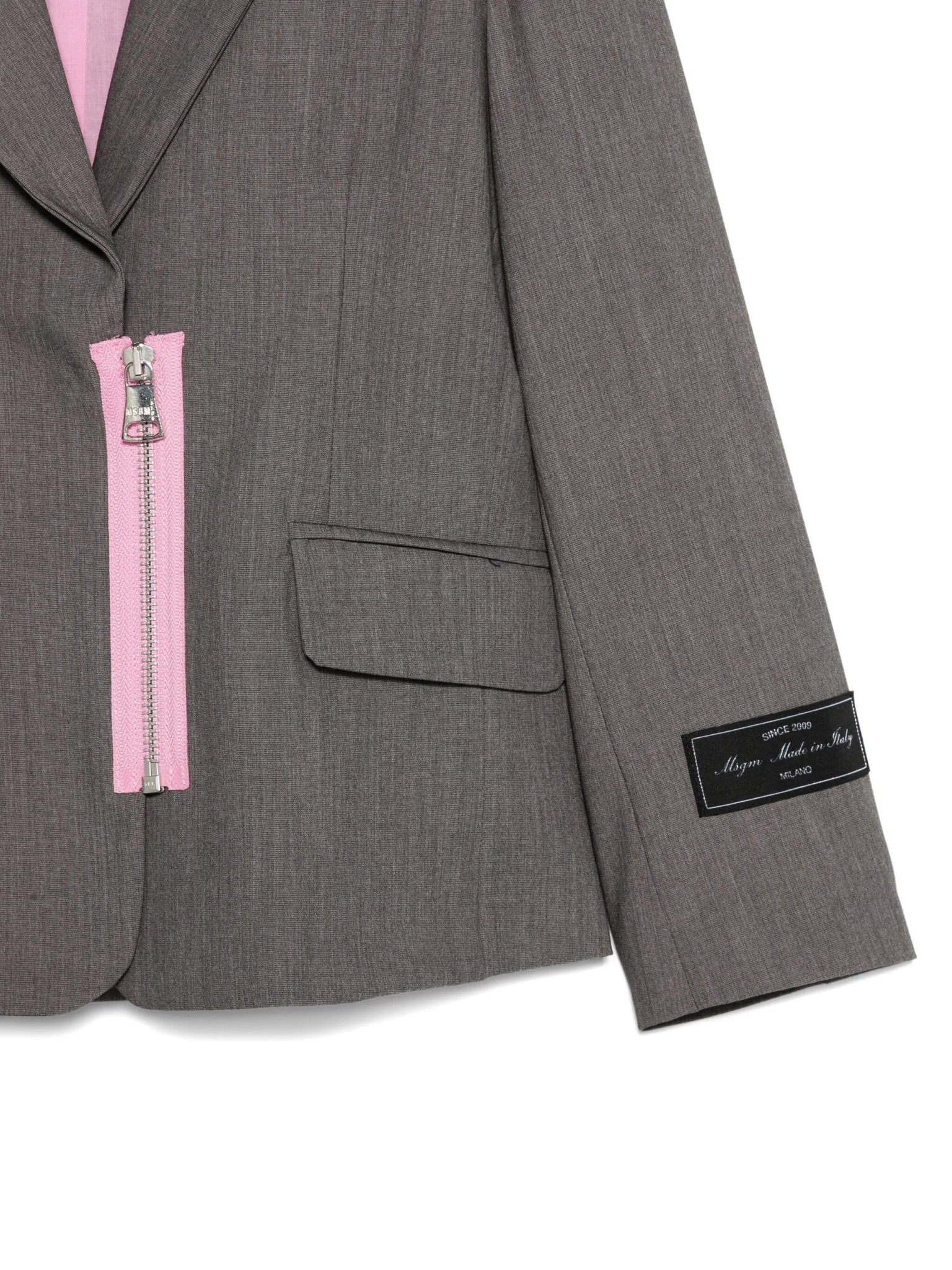 GIACCA GRIGIA CON ZIP ROSA MSGM - Angel Luxury