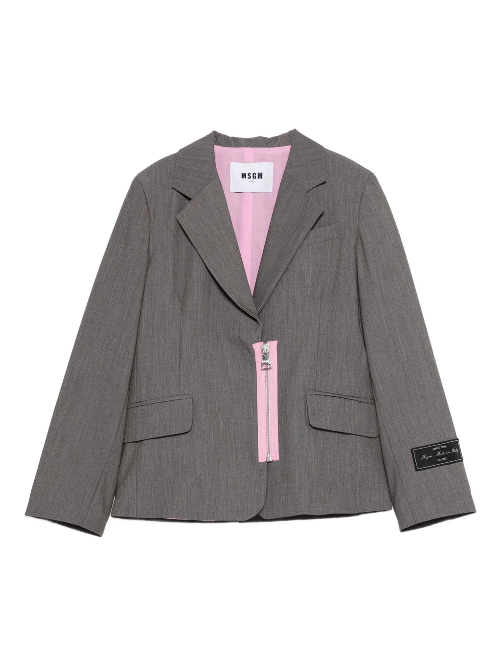 GIACCA GRIGIA CON ZIP ROSA MSGM - Angel Luxury