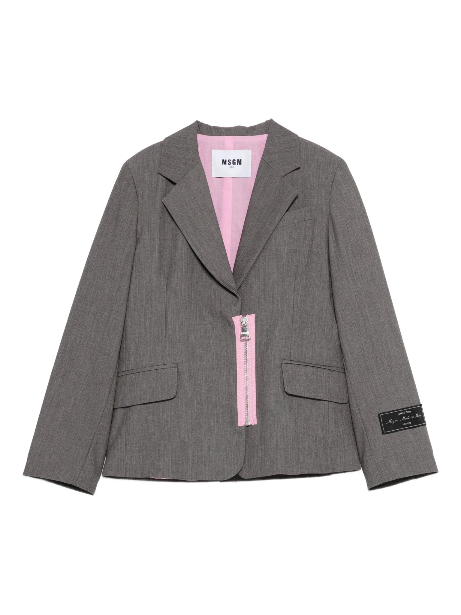 GIACCA GRIGIA CON ZIP ROSA MSGM - Angel Luxury