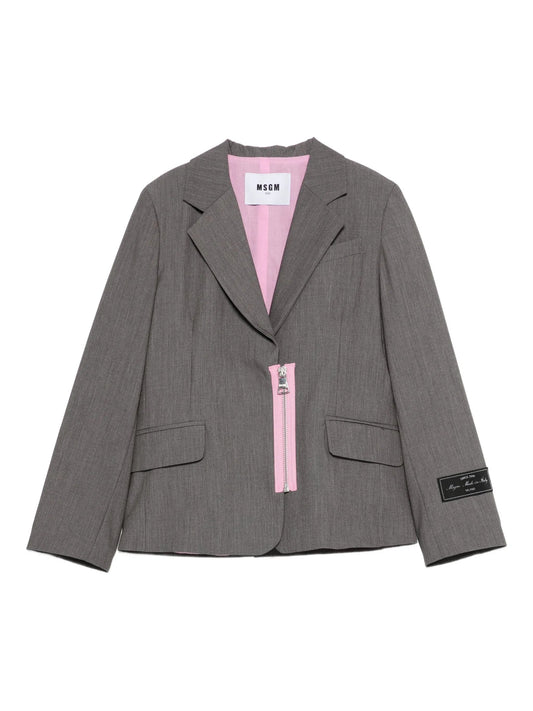 GIACCA GRIGIA CON ZIP ROSA MSGM - Angel Luxury