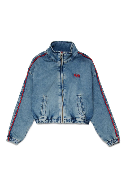GIACCA IN DENIM CON LOGO RICAMATO IN ROSSO DIESEL - Angel Luxury