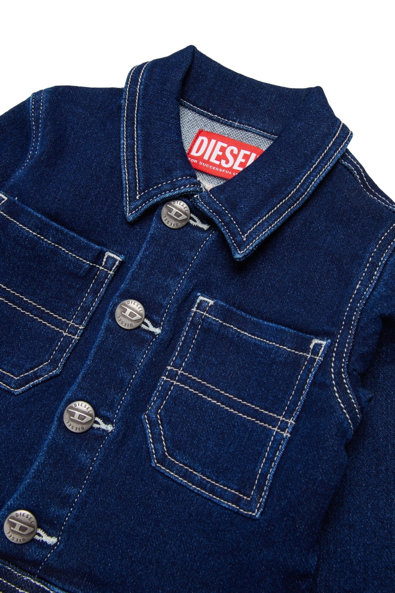 GIACCA IN DENIM CON LOGO SUL RETRO IN RICAMO BIANCO DIESEL - Angel Luxury