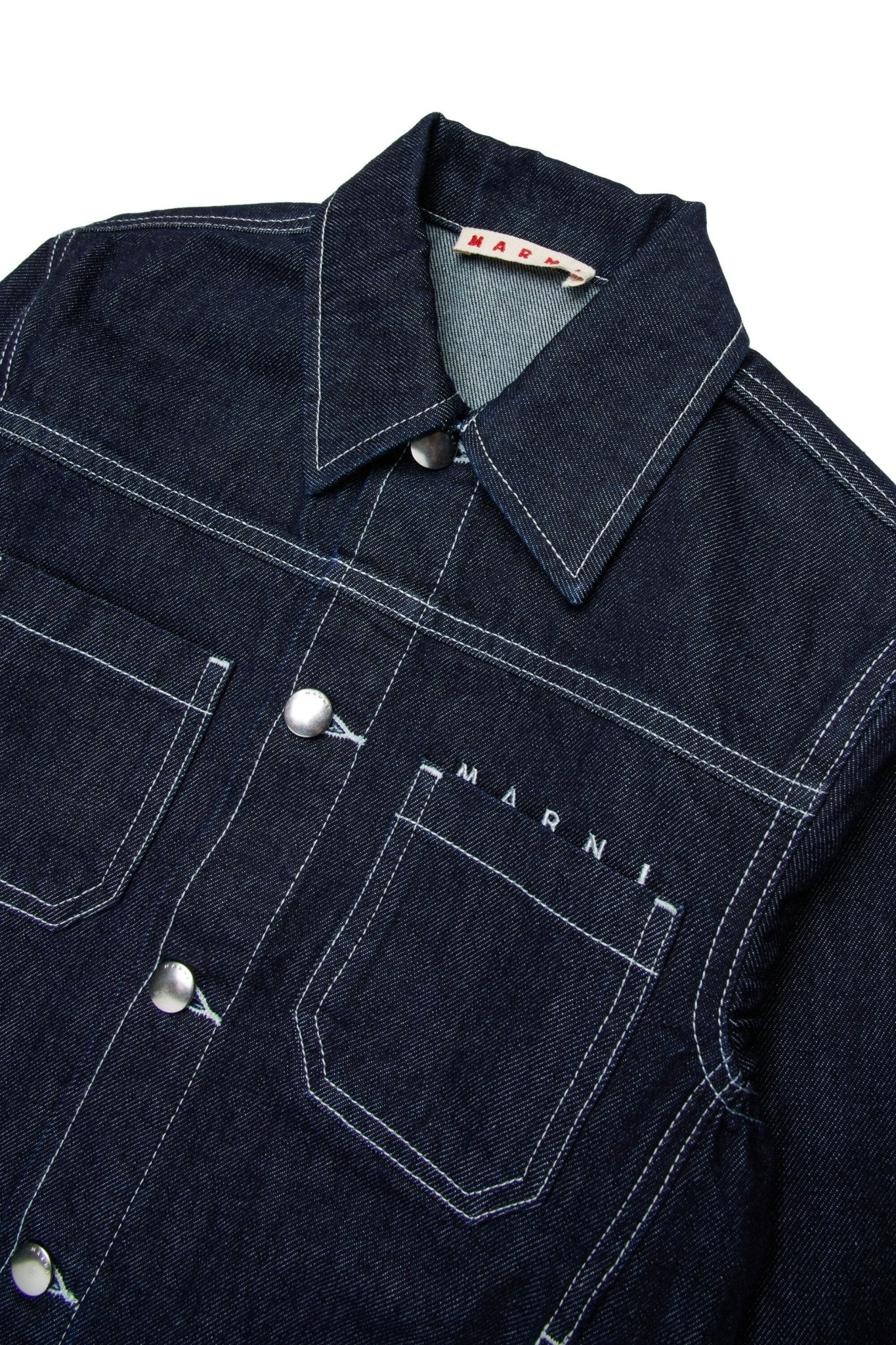 GIACCA IN DENIM CON TASCHE SUL PETTO E LOGO MARNI - Angel Luxury