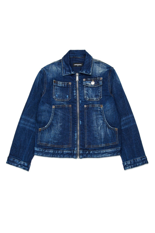 GIACCA IN DENIM CON ZIP E TASCHE DSQUARED2 - Angel Luxury