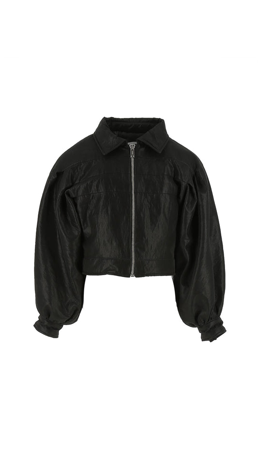 GIACCA IN ECOPELLE CON PIEGHE NERO DONDUP - Angel Luxury