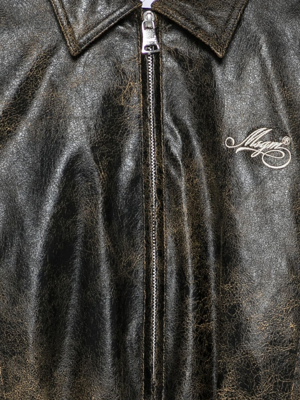 GIACCA IN ECOPELLE EFFETTO SCREPOLATO CON LOGO IN RICAMO BEIGE MSGM - Angel Luxury