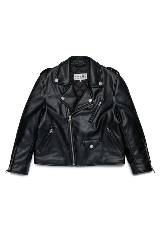 GIACCA MODELLO CHIODO ECOPELLE NERO MAISON MARGIELA - Angel Luxury