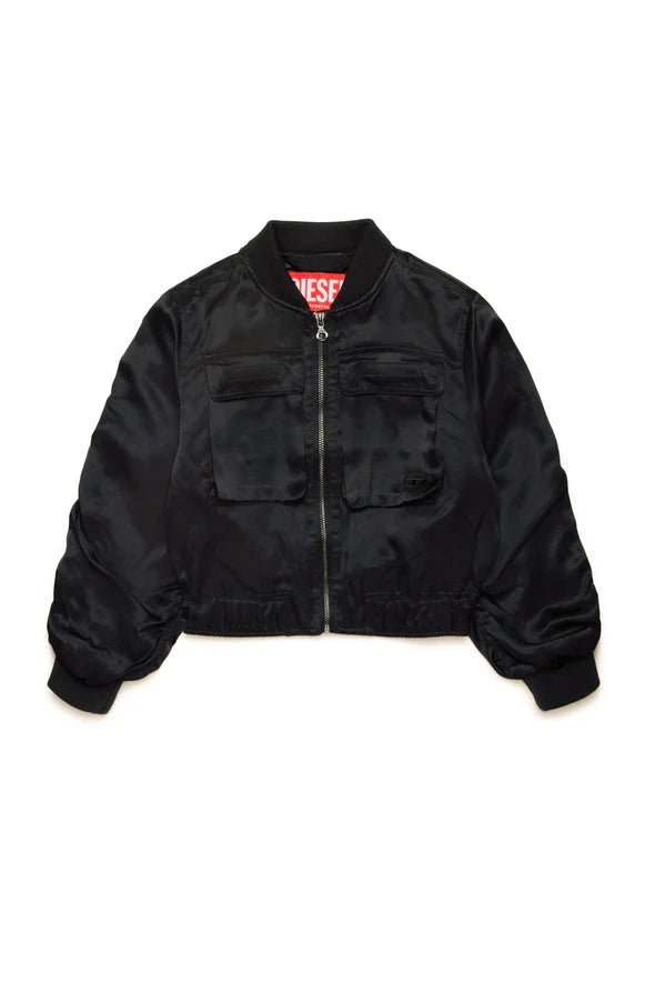 GIACCA NERA BOMBER IN RASO CON TASCHE DIESEL - Angel Luxury