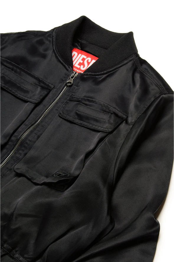 GIACCA NERA BOMBER IN RASO CON TASCHE DIESEL - Angel Luxury