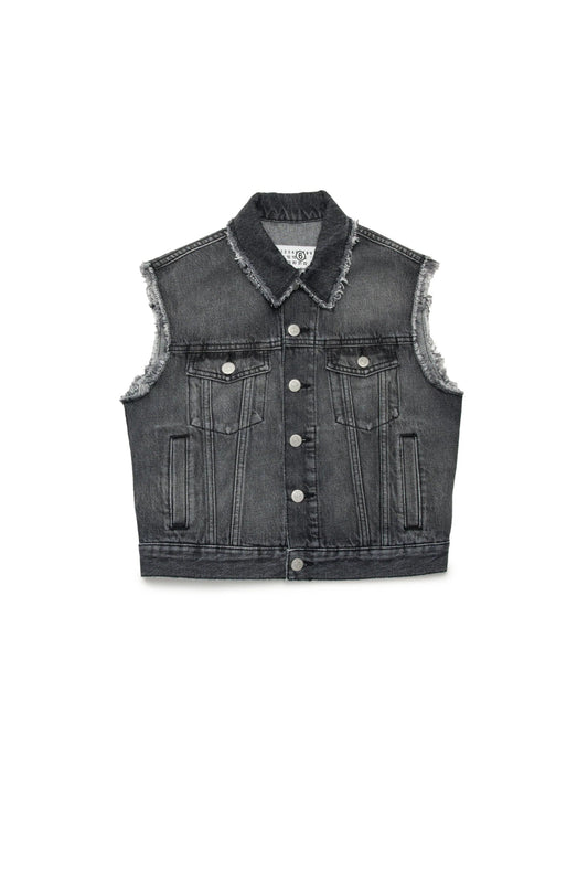 GIACCA SMANICATA IN DENIM NERO MAISON MARGIELA - Angel Luxury