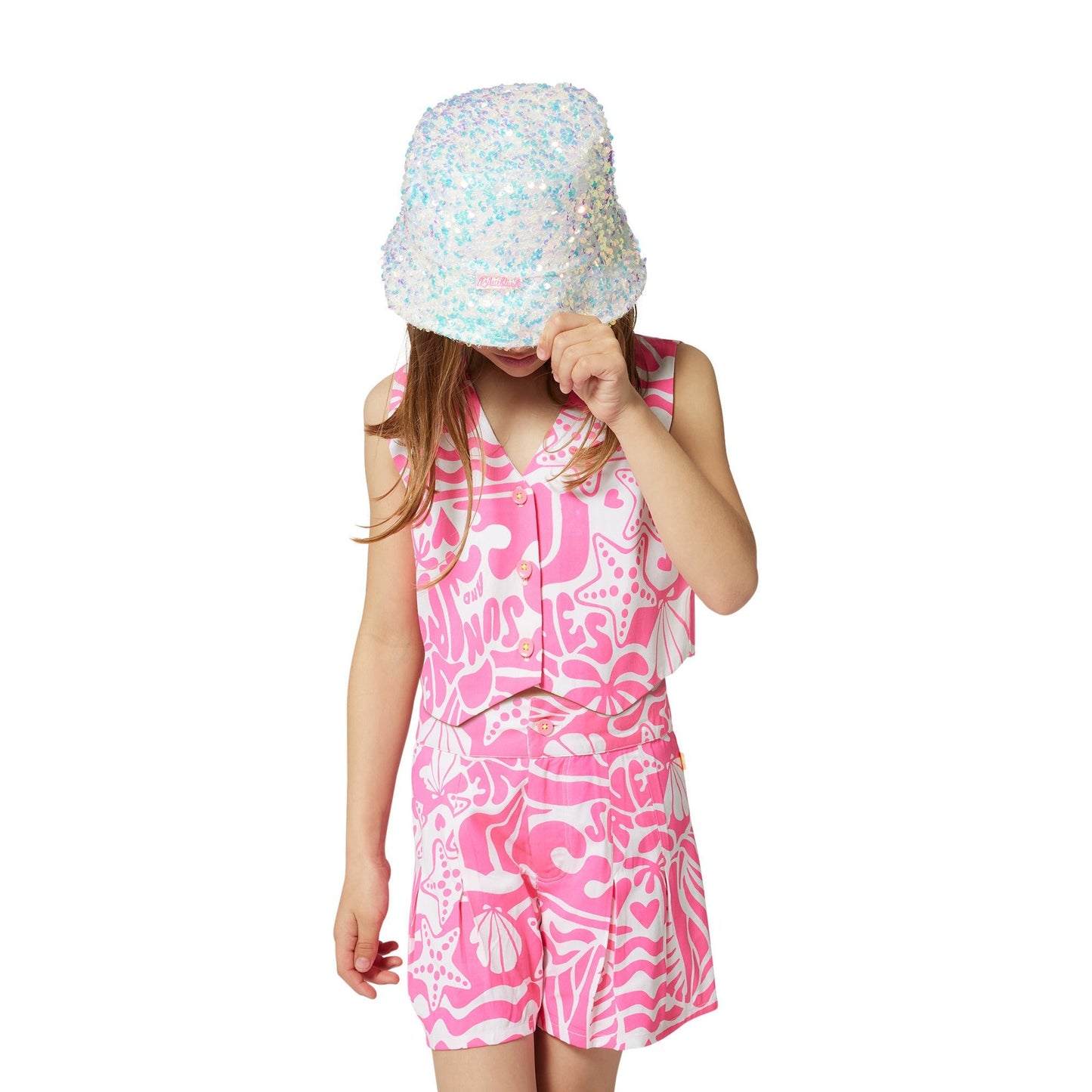 GILET CON FANTASIA BIANCO - ROSA FLUO BILLIEBLUSH - Angel Luxury