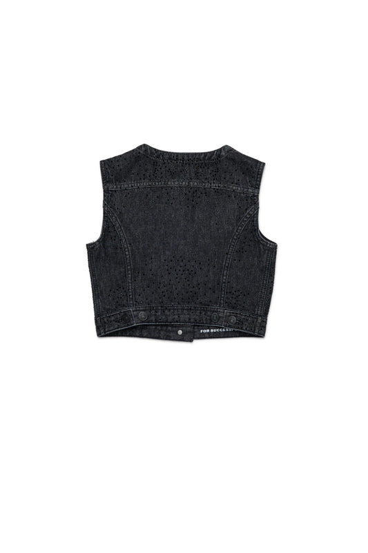 GILET IN DENIM NERO BRILLANTINATO DIESEL - Angel Luxury