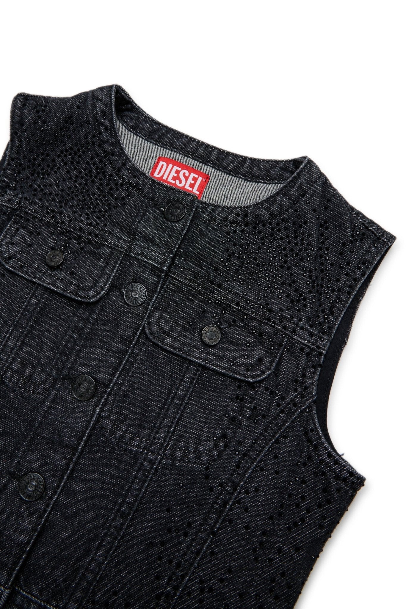GILET IN DENIM NERO BRILLANTINATO DIESEL - Angel Luxury