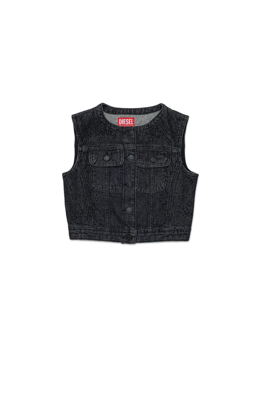 GILET IN DENIM NERO BRILLANTINATO DIESEL - Angel Luxury