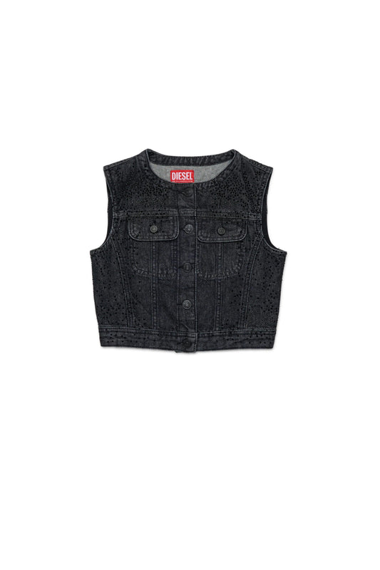 GILET IN DENIM NERO BRILLANTINATO DIESEL - Angel Luxury