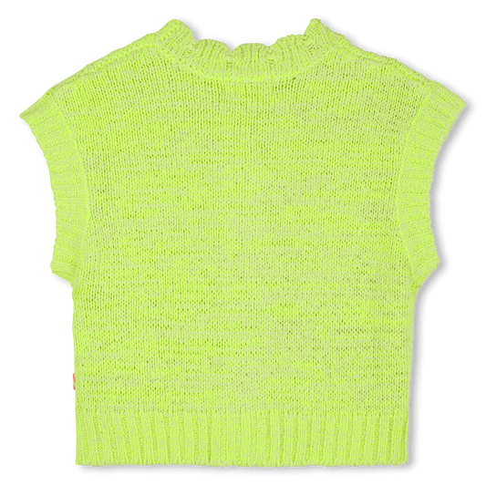 GILET IN MAGLIA VERDE LIME CON BOTTONI ROSA FLUO BILLIEBLUSH - Angel Luxury