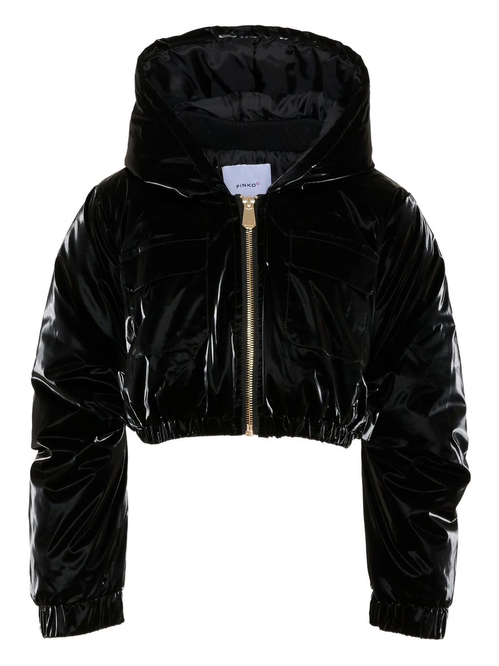 GIUBBINO CON CAPPUCCIO CROPPED NERO PINKO - Angel Luxury
