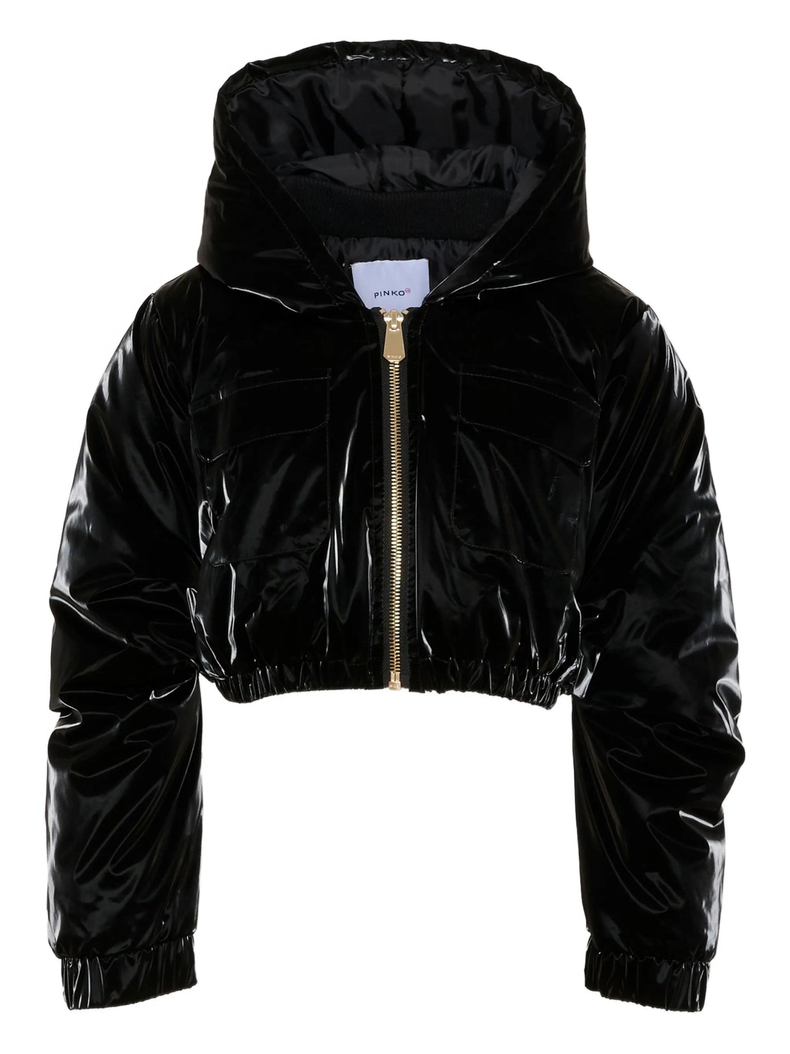 GIUBBINO CON CAPPUCCIO CROPPED NERO PINKO - Angel Luxury