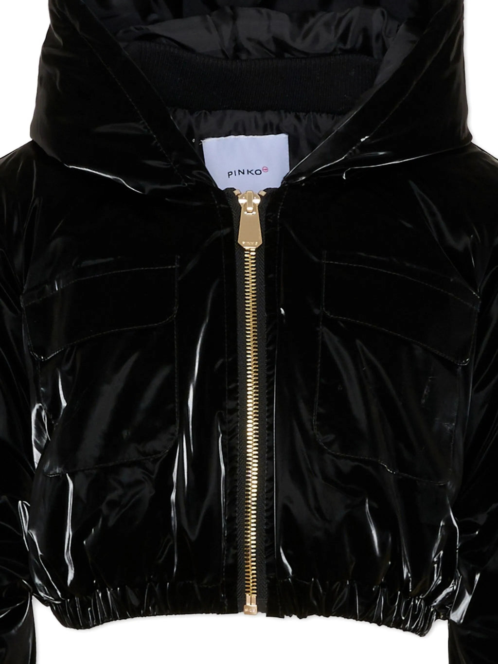 GIUBBINO CON CAPPUCCIO CROPPED NERO PINKO - Angel Luxury