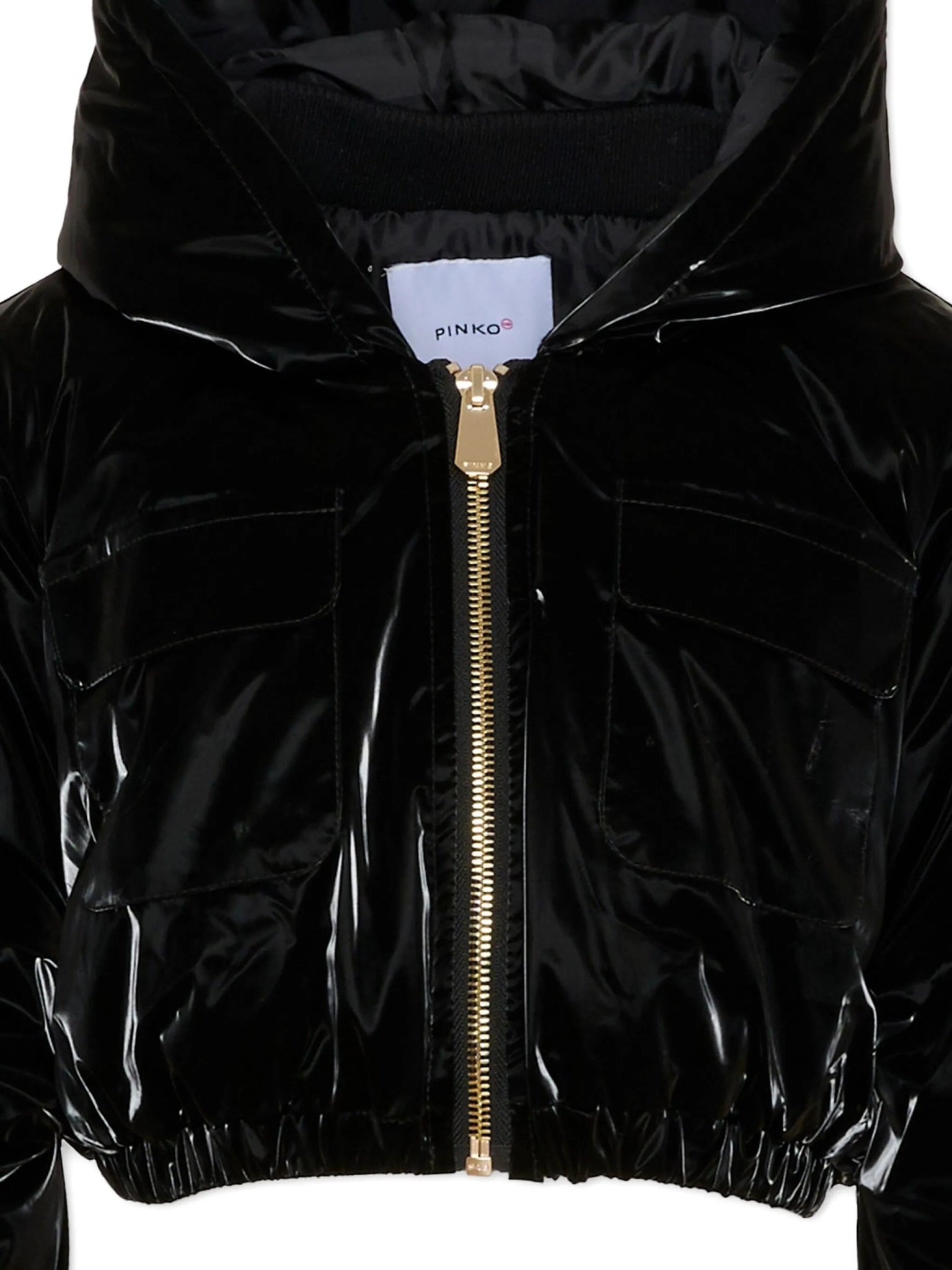 GIUBBINO CON CAPPUCCIO CROPPED NERO PINKO - Angel Luxury