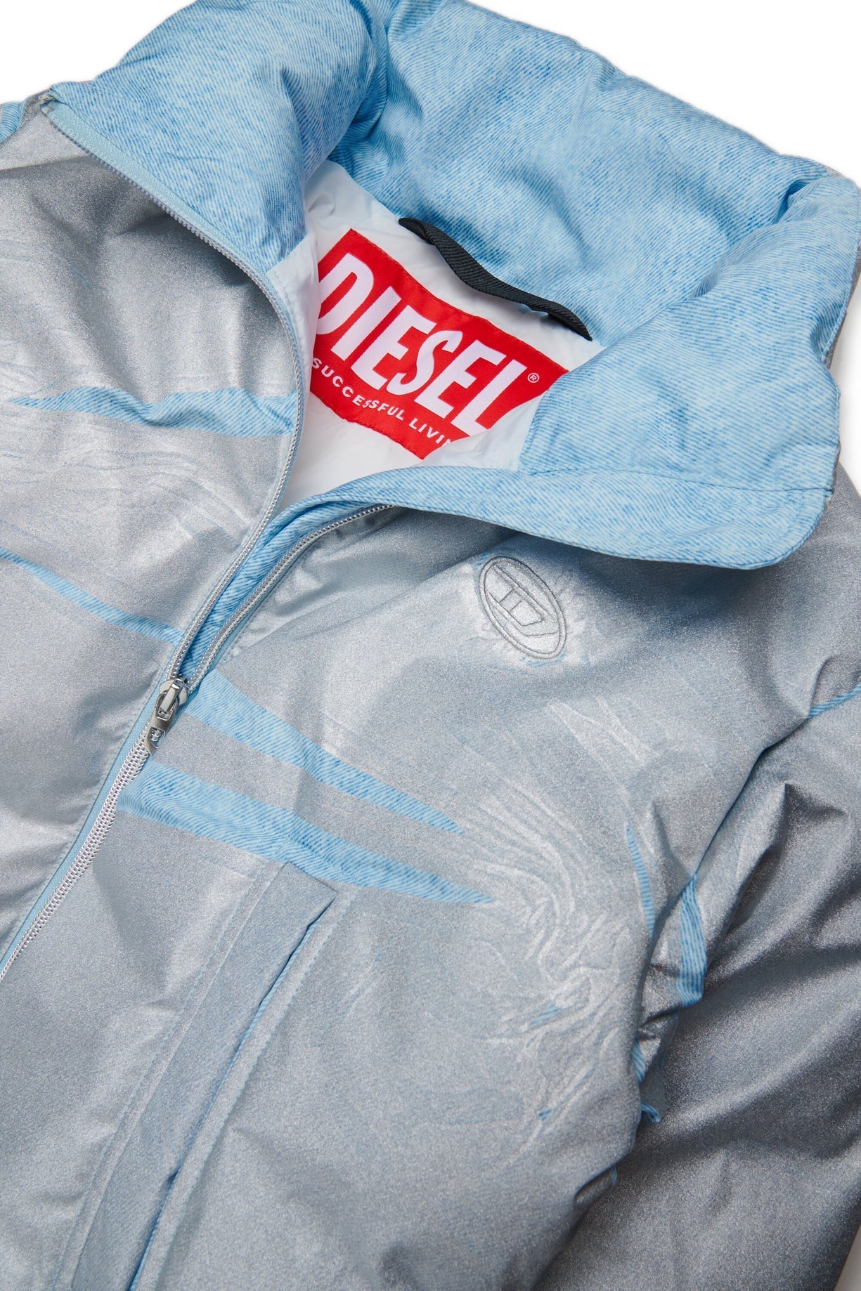 GIUBBINO IN DENIM EFFETTO GLITTERATO GRIGIO/AZZURRO DIESEL - Angel Luxury