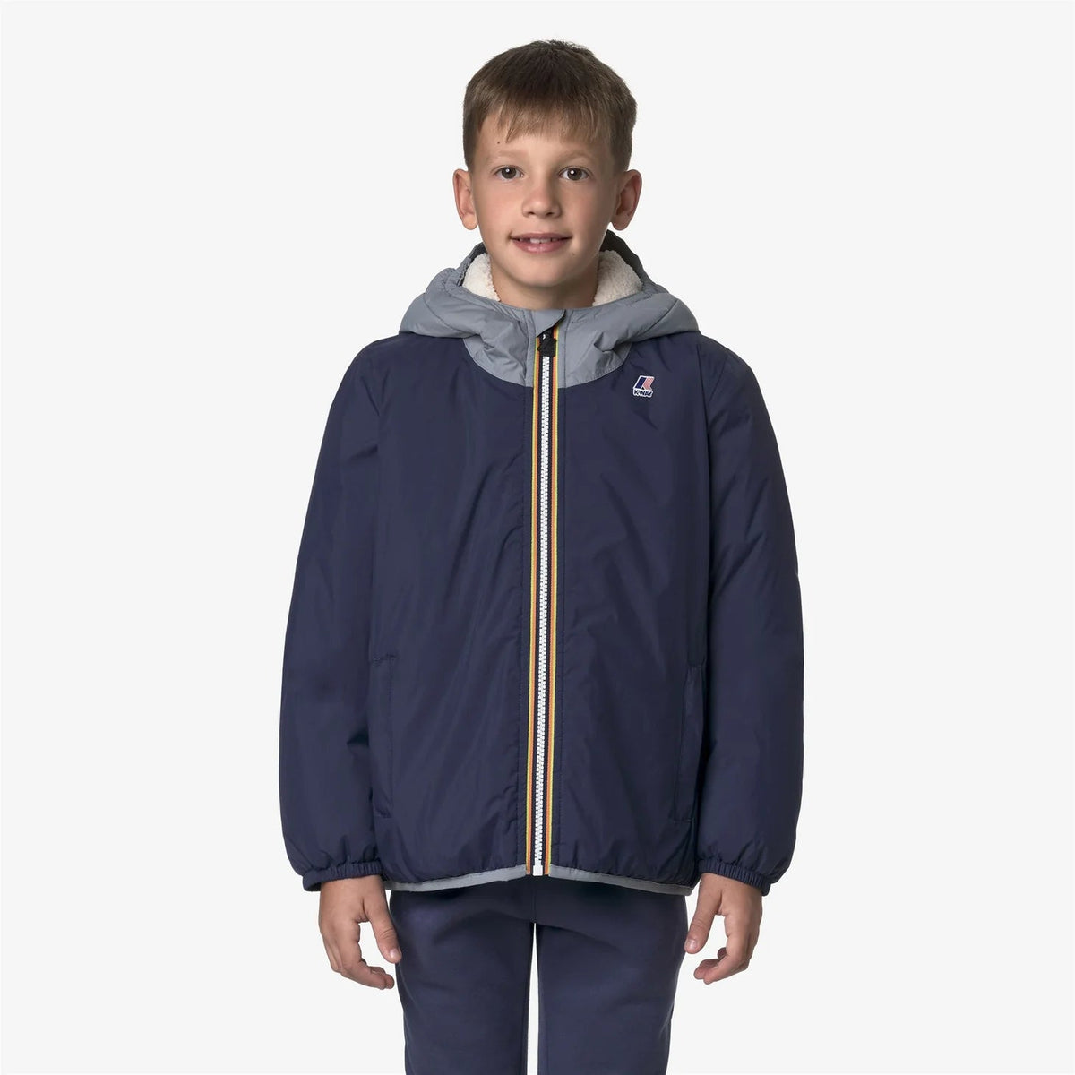 GIUBBINO TEDDY BICOLORE BLU/GRIGIO K - WAY - Angel Luxury
