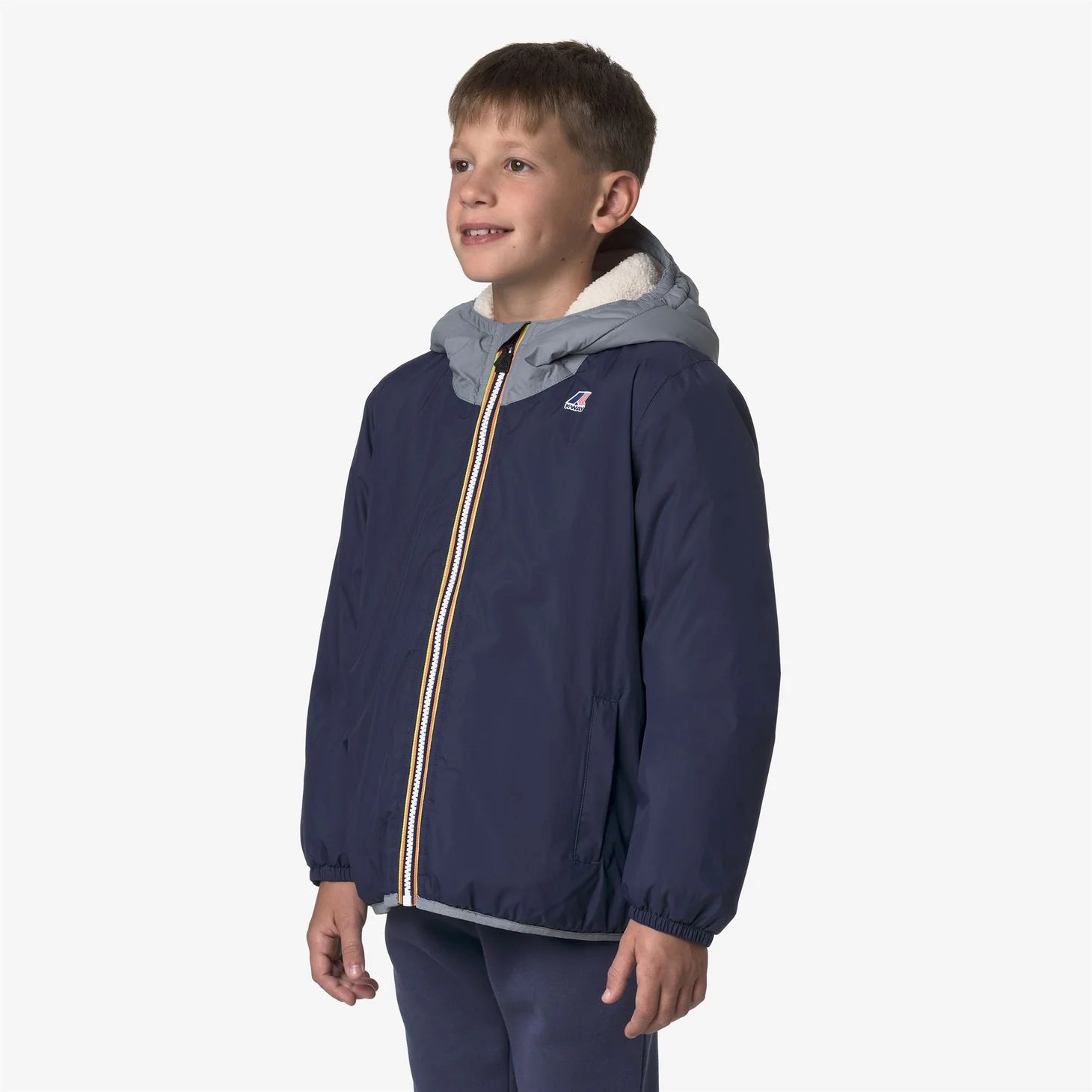 GIUBBINO TEDDY BICOLORE BLU/GRIGIO K - WAY - Angel Luxury