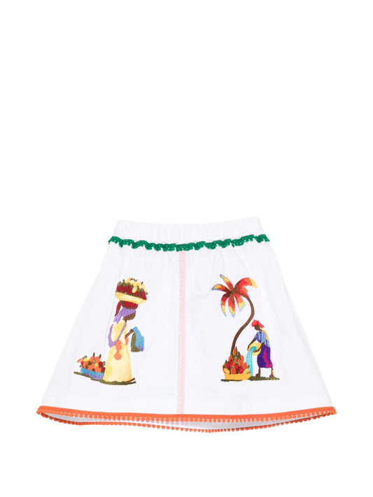 GONNA BIANCA CON RICAMO STELLA JEAN - Angel Luxury