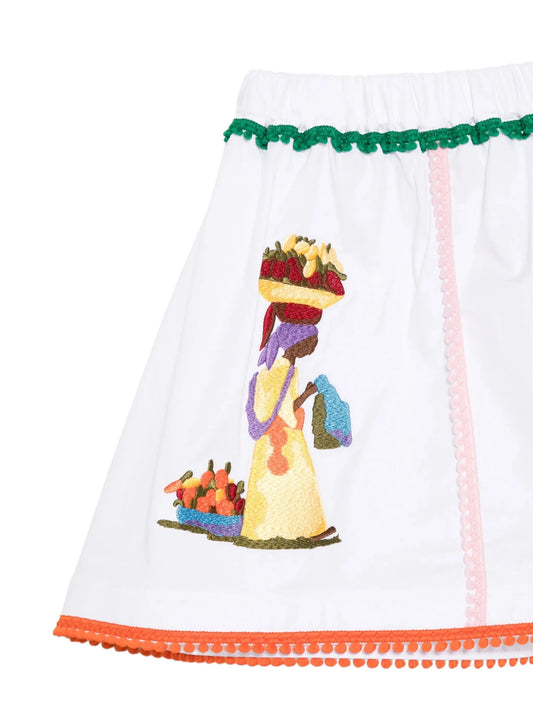 GONNA BIANCA CON RICAMO STELLA JEAN - Angel Luxury
