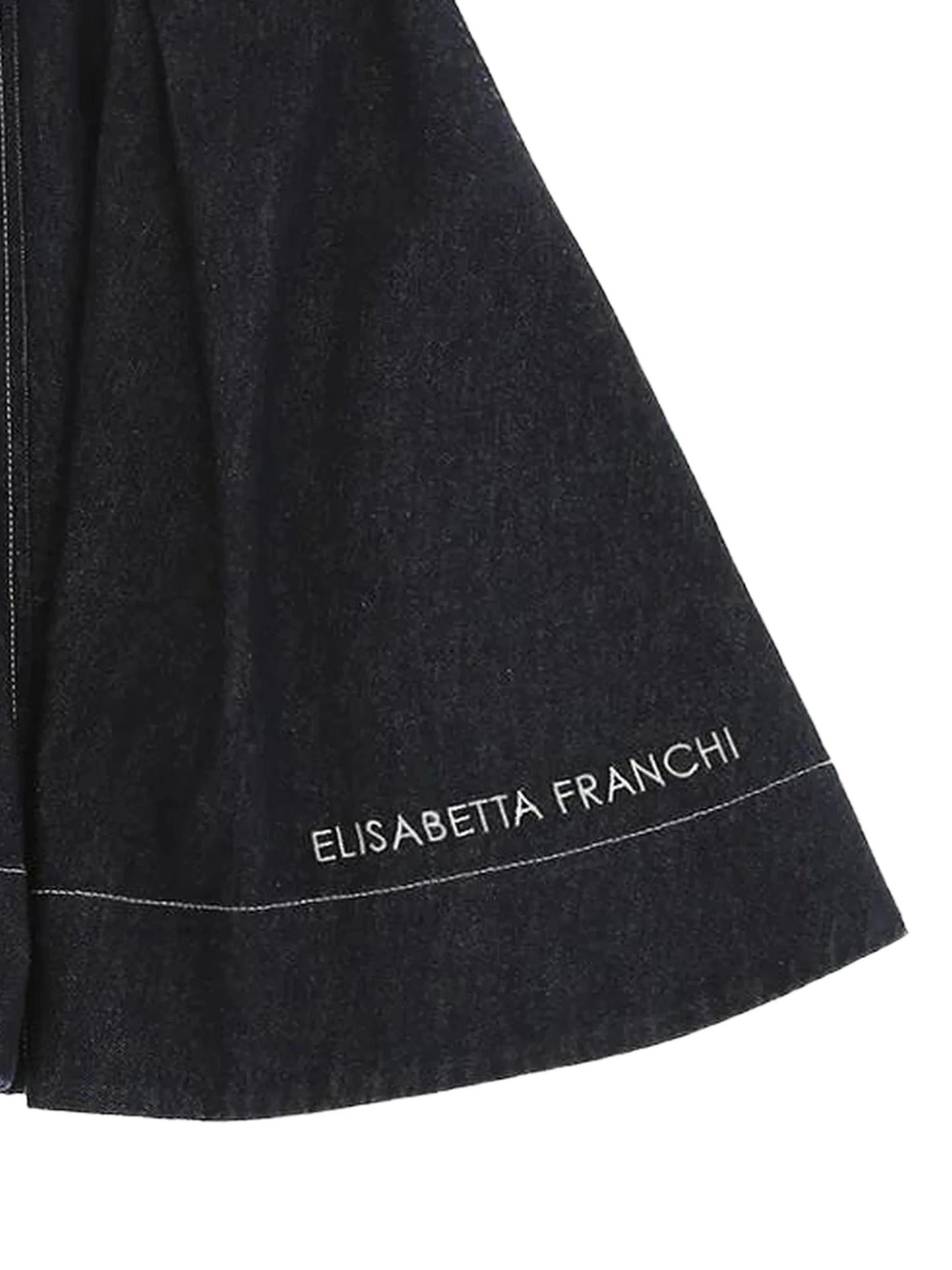 GONNA IN DENIM BLU SCURO CON LOGO BIANCO ELISABETTA FRANCHI - Angel Luxury
