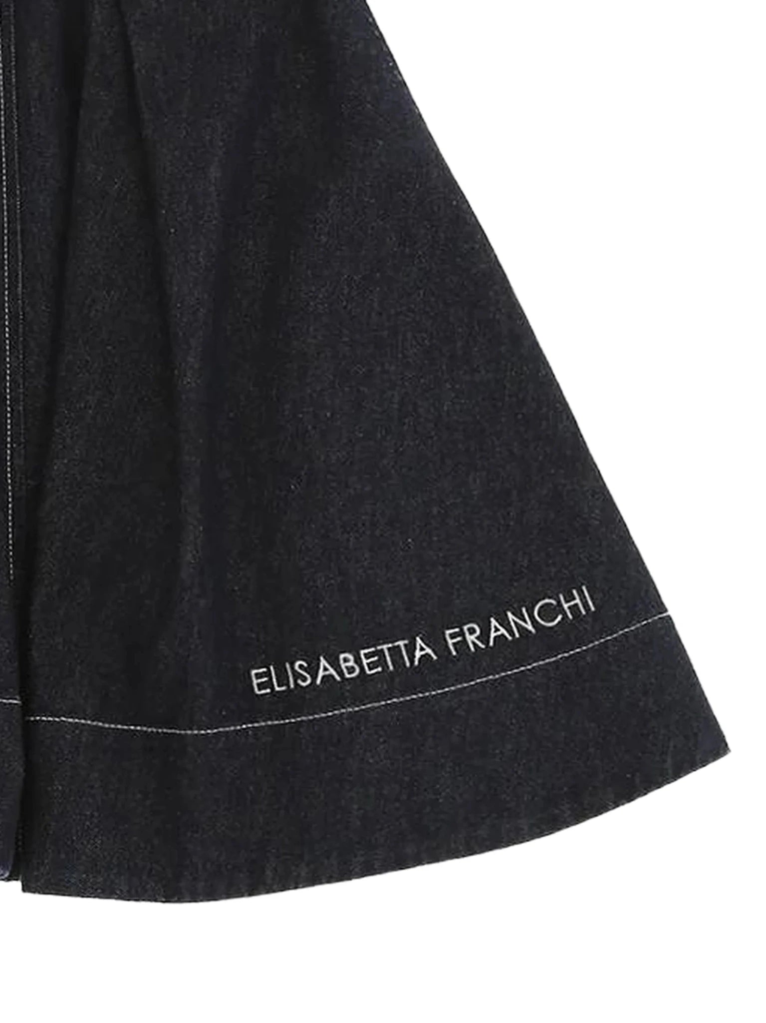 GONNA IN DENIM BLU SCURO CON LOGO BIANCO ELISABETTA FRANCHI - Angel Luxury