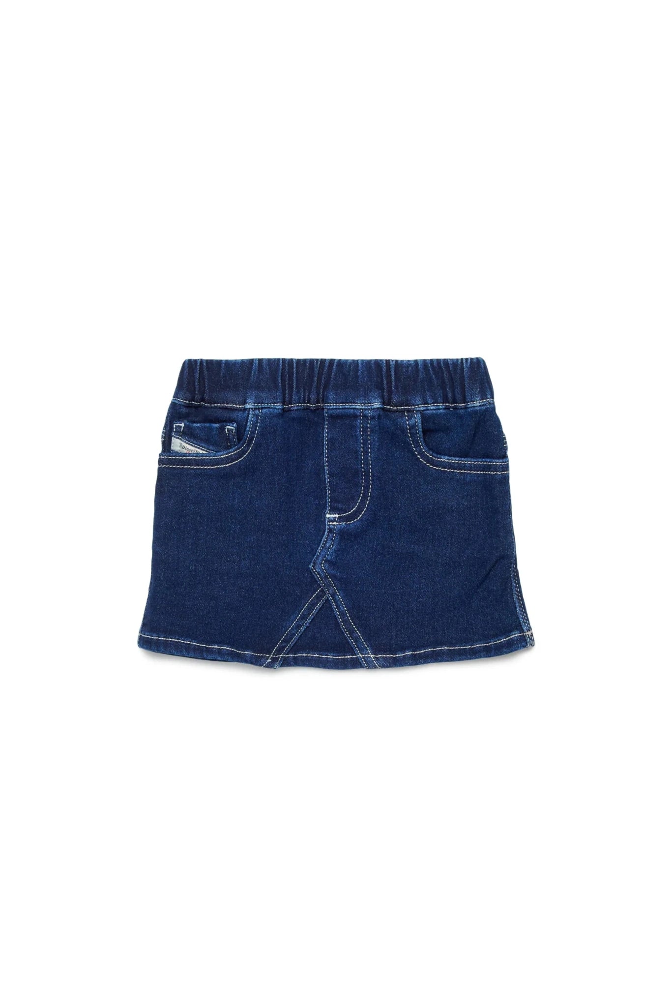 GONNA IN DENIM BLU SCURO CON LOGO SUL RETRO DIESEL - Angel Luxury