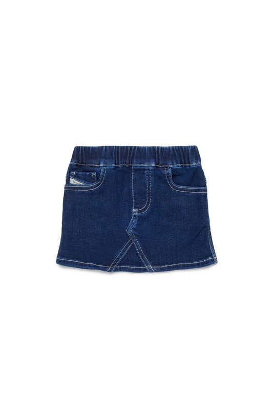 GONNA IN DENIM BLU SCURO CON LOGO SUL RETRO DIESEL - Angel Luxury